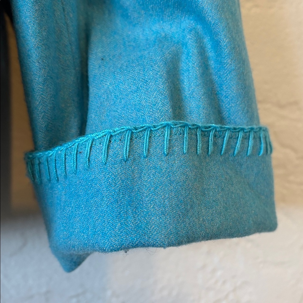 Akris Punto Cerulean Blazer Jacket 14 Snap Front WhipStitch trim Wool Cotton - Picture 2 of 10
